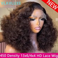450 Density Glueless HD Lace Frontal Wigs Ready To Go Bouncy Curly 13x6/360 HD Lace Preplucked For Women 100% Human Hair 30 Inch