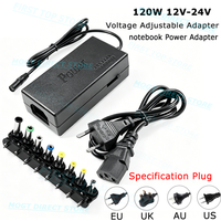 120W Universal Portable AC Laptop Power Adapter 12V 15V 16V 18V 19V 4.5A 20V 24V Charger For Toshiba Hp Asus Acer Sony Lenovo