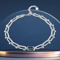 2025 Best-selling High-quality Classic and Gorgeous Blue Crystal Nail Shaped Necklace for Women's Accessories
