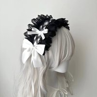 Sweet Harajuku Bowknot Maid Headdress Ruffled Lace Headpiece Headband Women Girls Lolita Accessories