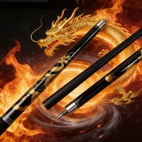 Black with Golden Dragon Design Pool Cue 12.5 mm Cue Tip 1/2 Split Design 58 inch - Perfect Gift for Thanksgiving & Father's Day