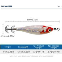 5pcs 3D Laser Squid Hooks Bionic Octopus Fishing Bait Noise Wooden Shrimp Bait Sturdy Double Parachute Hook Squid Bait