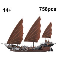 Popular toys Sea cruise ship Ghost Pirate ship model building blocks children's educational assembly toys Birthday gifts