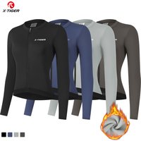 X-TIGER Winter Cycling Jersey Cycling Woman Long Sleeved Fleece Biking Clothing Women's Reflective Full Zipper Bicycle Jersey