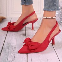 2026 New High Heel Fashion Bow Pointed Toe Back Trip Strap Women's Sandals