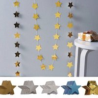 1pc 4m Star Garland Paper Stars Streamer Glitter Bunting for Birthday Party Decoration Kids Room Decor Baby Shower Supplies