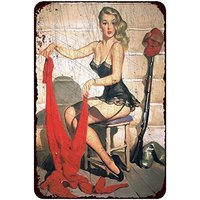 Metal Tin Sign Iron Painting Pin up Girl Retro Bar Signs Tin Sign
