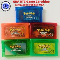 GBA RTc Retro Game Cartridge,Pokémon Ruby Emerald Fire Red Sapphire Leaf Green, English,German,Spanish Games Cartridge