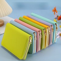 A6 Macaroon Zip Bag with 100Sheets Inner Page PU Leather DIY Binder Photocards Collect Book Diary Agenda Planner Stationery