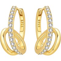 PANPOKI S925 Sterling Silver 18K Gold Romantic Knot Earring Hoop Earring Women Jewelry Original Trendy Anniversary Gifts