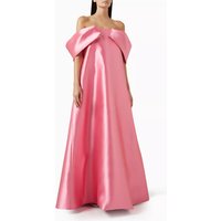Elegant Party Dresses Woman Satin A-line Party Dress Pink Off-the-shoulder Pocket Bespoke Occasion Gown Long 2025