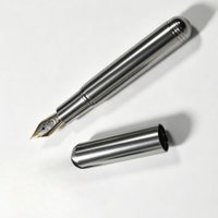 Long Knife No.5 1.0mm Pen Tip Titanium Alloy Pocket Fountain Pens Unique Design with Assembly Length Ink Pen with Ink Absorber