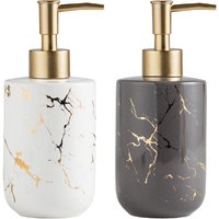 Hand Ceramic Soap Dispenser Marble Pattern Essential Oil Liquid Soap Shampoo Container Pump Bottle for Bathroom Laundry Room