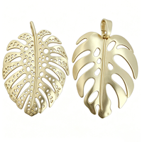 2 x Silver/Gold Color Large Monstera Leaf Tropical Palm Tree Leaves Charms Pendants For Necklace Jewelry Making Accessories