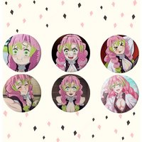 Cartoon Cartoon Mitsuri Kanroji Anime Round Laser Badge Cartoon Brooch Clothes Backpack Accessories Lapel