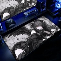 XXL Mouse Pad Dark Angel Anime Girls Desk Mat Office Laptop Extended Deskpad PC Gamer Cabinet Mousepad Keyboard Rug Black Carpet