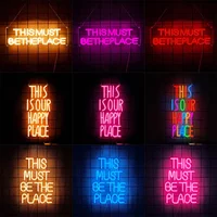 LED Sign for Bedroom Classroom Man Cave Home Bar Birthday Party Game Zone Decor,This is Our Happy Place Neon Sign for Wall Decor