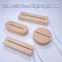 USB Powered 5MM Wooden Led Base with Warm White Cold RGB Colored Lights for 3D Acrylic Plexiglass Night Lamps DIY Night Light