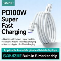SAMZHE 100W USB Type C To USB C Cable For MacBook iPhone17 16 iPad Samsung Xiaomi PD Fast Charging Charger Cord 5A E-Marker Chip