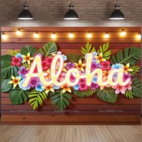 Banner for Tropical Summer Decor ALOHA Themed Party Decoration Banner Tropical Leaf and Floral Design Backdrop Photo Booth Props