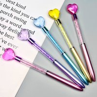 5Pcs/Lot Cute Love Ballpoint Pens Rotating Blue Ink Crystal Quicksand Drill Ball Point Pen School Stationery Office Supplies