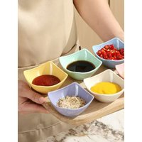 New Small Square Plates for Home Use, Plastic Hot Pot Barbecue Seasoning Plates, Soy Sauce Plates, Vinegar Plates, Commercial Simple Snack Plates, Yellow, 10 Pieces