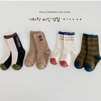 3-12T Boys Socks Spring Fashion Color Contrast Crew Socks Children's Calf Socks 4 Pairs/pack Top Grade Quality Guarantee