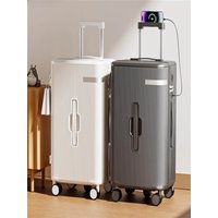 2026 New Double Closure Luggage Bag Travel Password High Aesthetic 24 Inch Pull Rod Box Leather Box Unisex Simplistic Style