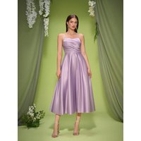 Mgiacy New Arrival Tank Sweet Bridesmaid Dress Ruched Waist strap A-line dress