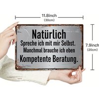 2D Flat Putuo Decor 1pc. German Funny Sarcastic Quote Vintage Metal Sign, "for I Speak to Myself," Wall Art Decor for Home