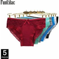 Women Underwear Cotton Sexy Lace Ladies Knickers Panties Low Waist Everyday Briefs 5 pcs/lot