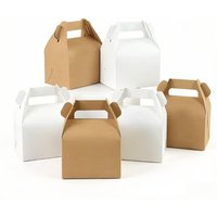 5/10/15PCS Disposable Kraft Paper Cake Folding Boxes With Handle Candy Desserts Takeaway Box Birthday Wedding Party Picnics