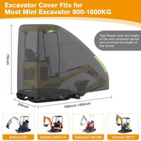 Housse de Mini pelle adaptée pour Bobcat E20 1760-3530lbs, tissu Oxford 210D étanche, accessoires extérieurs à fermeture éclair, noir