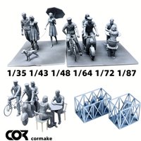 Scale Miniature Scale Model Kit Figures Diorama Modern Urban Civilian Woman Bike Cycle Set 1/35 1/43 1/48 1/64 1/72 1/87 HO