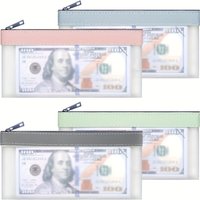 2/4 Pcs Money Pouch 7.7x3.7 Inch Zippered Money Pouch For Stationery Cash Bank Bags Clips Coins Bills Gift For Office School