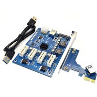 PCI-E X1 to 4PCI-E X16 Expansion Kit 1 to 4 Port PCI Express Switch Multiplier HUB 6pin sata USB Riser Card for BTC Miner Mining