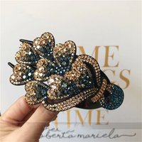 Fashion Rhinestone Flower Hairpin Women Large Hair Claw Rectangle Hair Clips Hairpin Flowers Hair Accessories Styling Tools