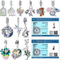 925 Sterling Silver Lavender Tulips Pansy Iris Charm Beads Colorful Flower Dangle Fit Original Bracelet DIY Jewelry Gift