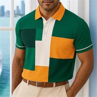 Men Polo Shirt 3D Print Color Block Geometric Retro Abstract Print Short Sleeve Tee For Casual Daily Wear And Summer Outfits