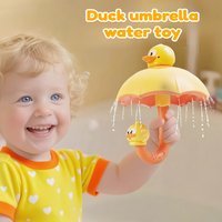 Duckling Bath Toy with Umbrella - Interactive Water Flow, Soft Bath Tub Companion for Babies, Sensory Play &Bathtub Fun