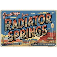 Radiator Springs Vintage Postcard Metal Sign Suitable for garage, home, bar decoration 8 x 12, easy to hang