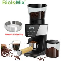 BioloMix Automatic Burr Mill Electric Coffee Grinder, featuring 30 gears for grinding espresso and American coffee, With Magneti