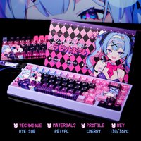 Klawisz Cute Rabbit Hole Cherry PBT z bocznym grawerem, półprzezroczysty PBT Hole Rabbit Black Pink 2.25/2.75U Space Alice Iso Layout Keycap