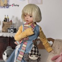 Caspian B 1/6 Bjd Doll OOTD Round Ears Remake Denim Fullset Lazy Art Fashion Dolls for Female Bjd 1/6 Jointed Dolls