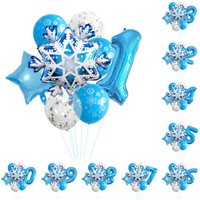 10Pcs Snowflake 32 inch Number 0-9 Foil Balloon Set Winter Snowflake Frozen Theme Balloons Birthday Party Holiday Decorations