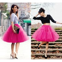Tutu Skirts Fuchsia Multi-layer Tulle Fluffy Petticoat Underskirt Princess Ball Gown Pettiskirt Ballet Dance Women Party Skirt