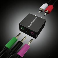 5.1 Audio Console Adapter Convert Stereo RCA to 3 x 1/8 (3.5mm) Jack Bidirectional Conversion for 5.1 Multimedia Speaker
