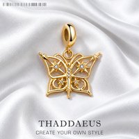 Anhänger aus 925er-Sterlingsilber, magischer Schmetterling, Gold, Charm, neuer trendiger Damen-Edelschmuck, Glücksgeschenk