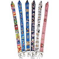 Disney Cute Mickey Minnie Keychain ID Broch Hanging Rope Cartoon Phone Neck Strap with Keychain Phone Accessories