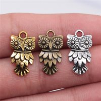 WYSIWYG 20pcs 11x20mm Animal Charm Owl Pendant 3 Colors DIY Retro Jewelry Bracelet Necklace Charms Pendant